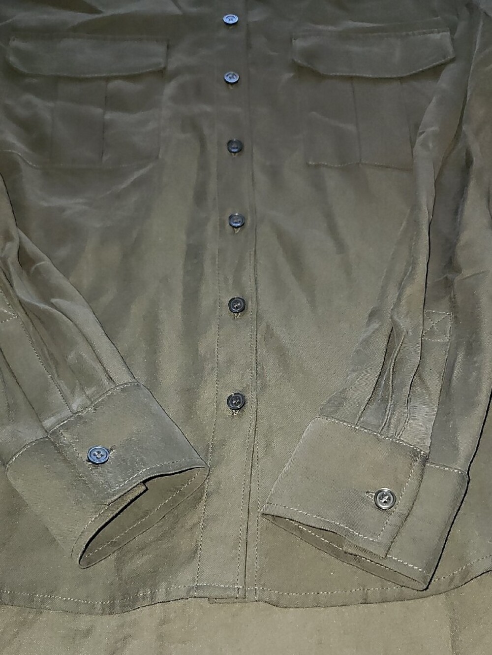 Nordstrom Rack Olive Green Double Pocket Utility Shirt S - Picture 5 of 9